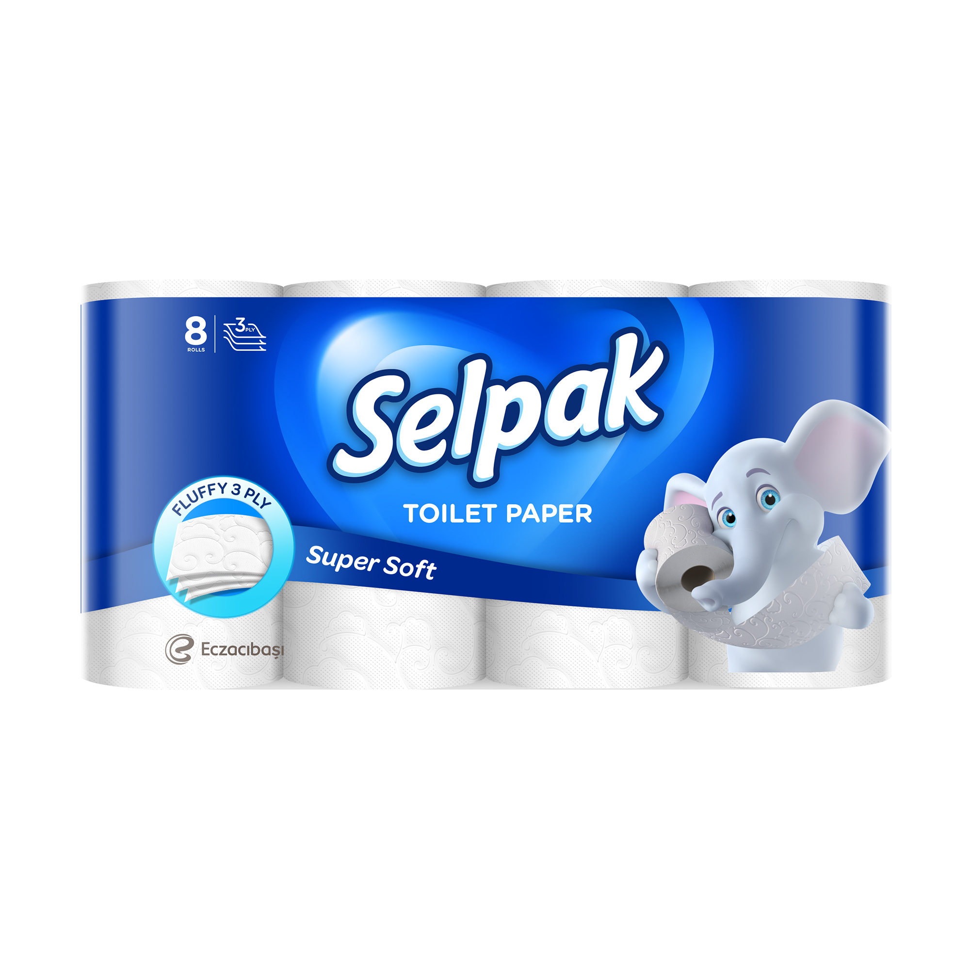 Туалетний папір Selpak Super Soft білий, 3-шаровий, 150 відривів, 8 рулонів